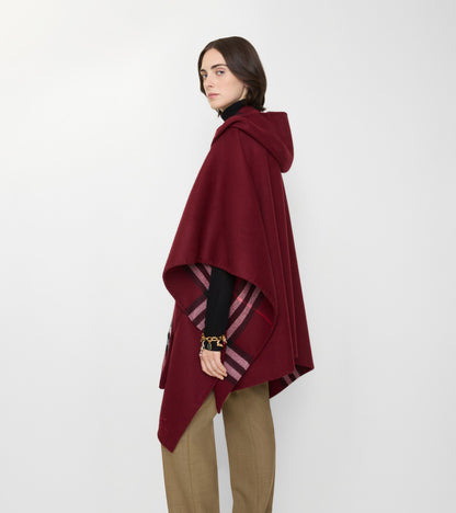 Cashmere Hooded Cape in Oxblood red