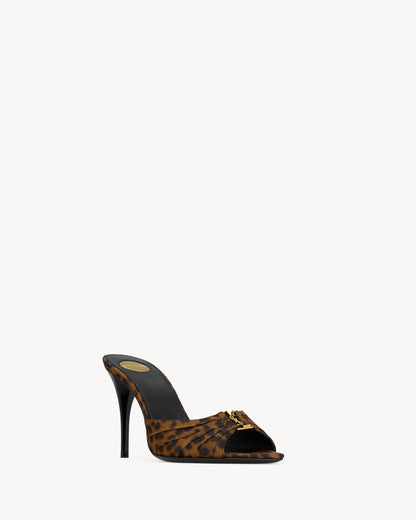 BABYLONE mules in leopard grosgrain