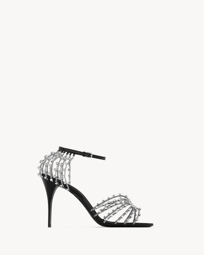 BABYLONE sandals in smooth leather and crystals
