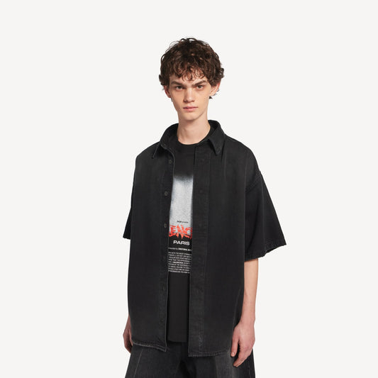 The door denim hybrid short sleeve shirt