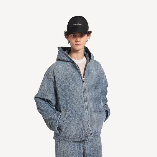 Denim stitch hooded jacket