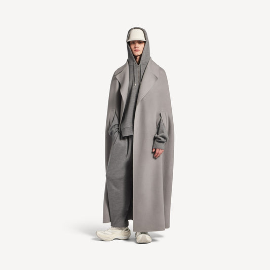 Long double-faced cape coat