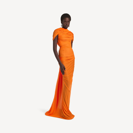 Gathered open back dress