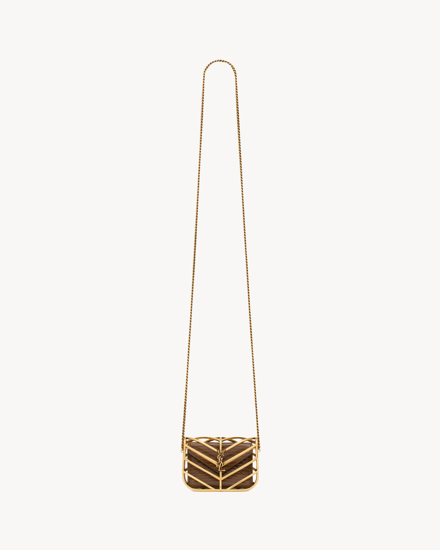 LOULOU micro minaudière in metal and lizard