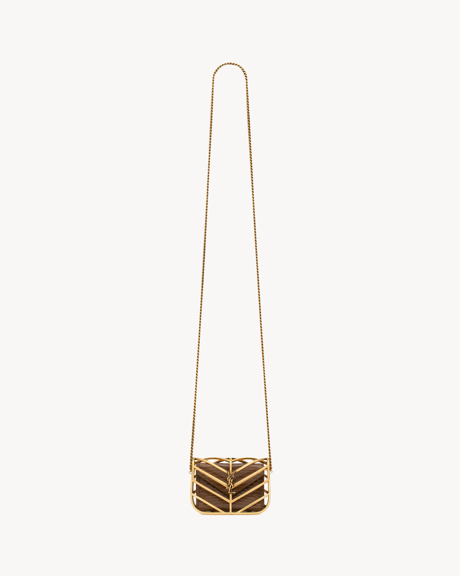 LOULOU micro minaudière in metal and lizard