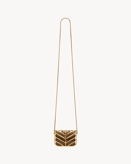 LOULOU micro minaudière in metal and lizard