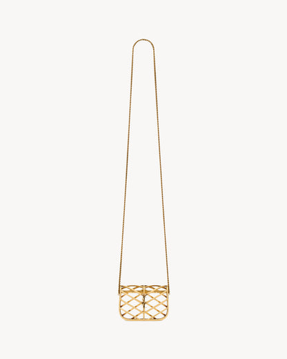 LOULOU micro minaudière in metal and lizard