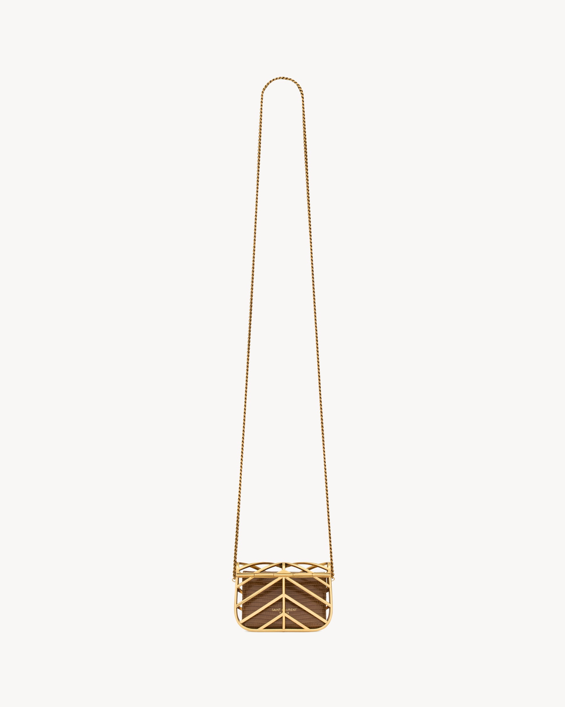LOULOU micro minaudière in metal and lizard