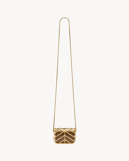 LOULOU micro minaudière in metal and lizard