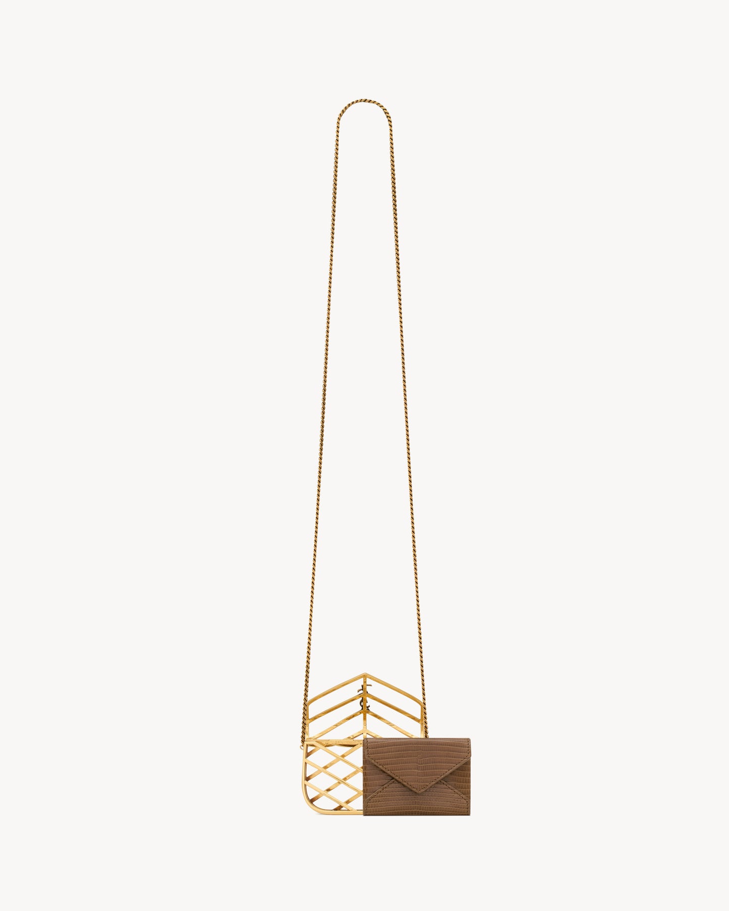 LOULOU micro minaudière in metal and lizard