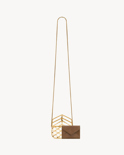 LOULOU micro minaudière in metal and lizard