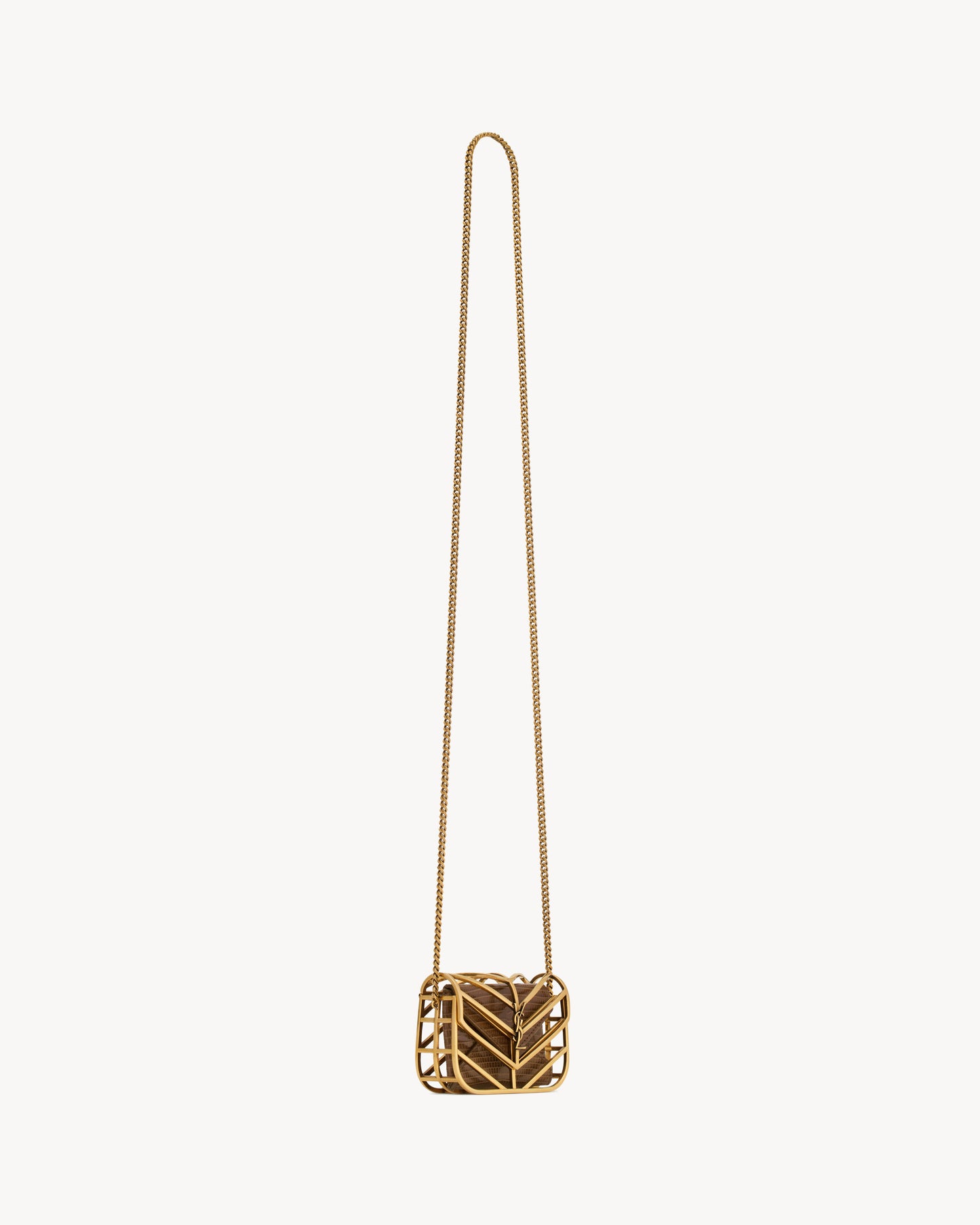 LOULOU micro minaudière in metal and lizard