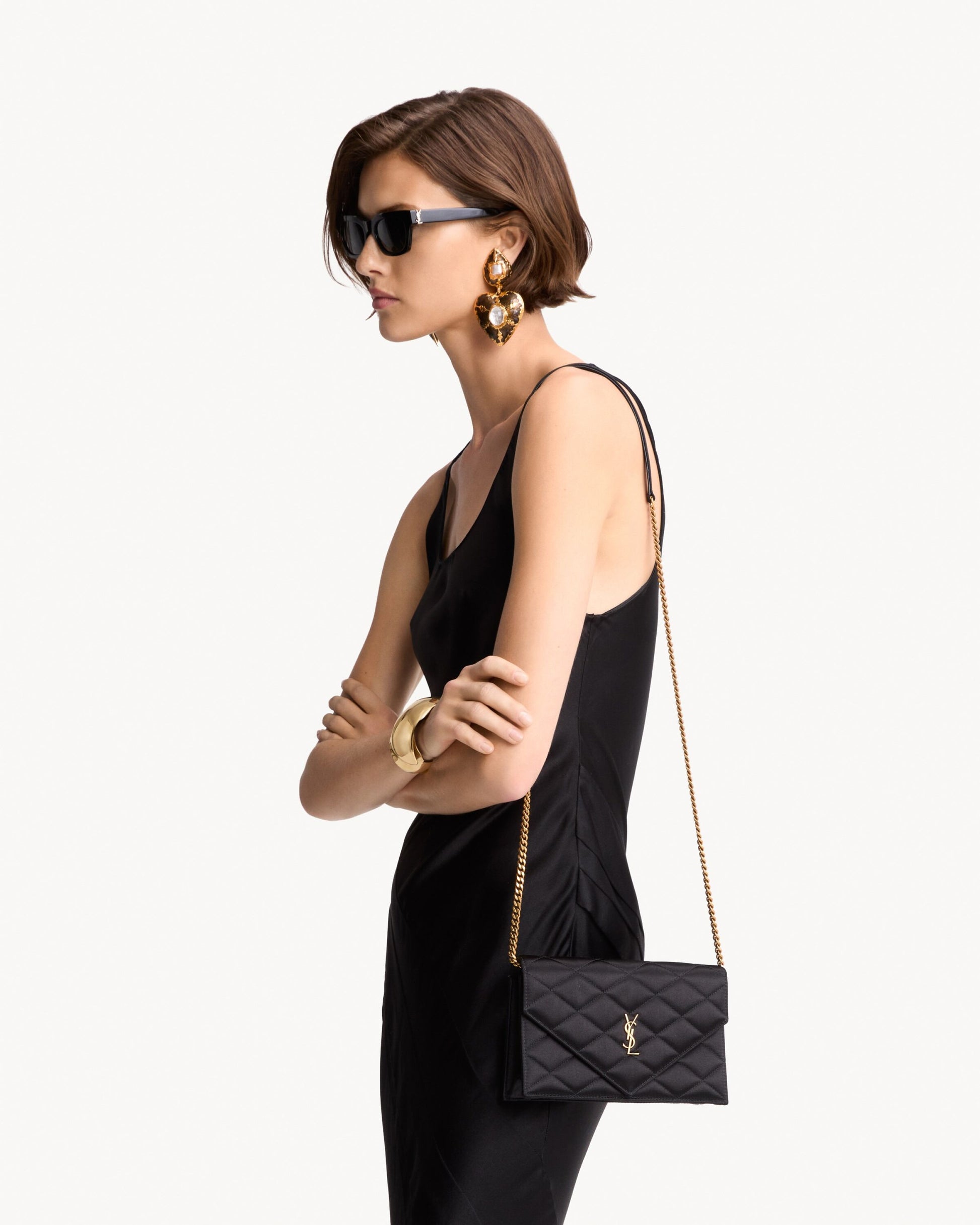 PARIS chain wallet in satin
