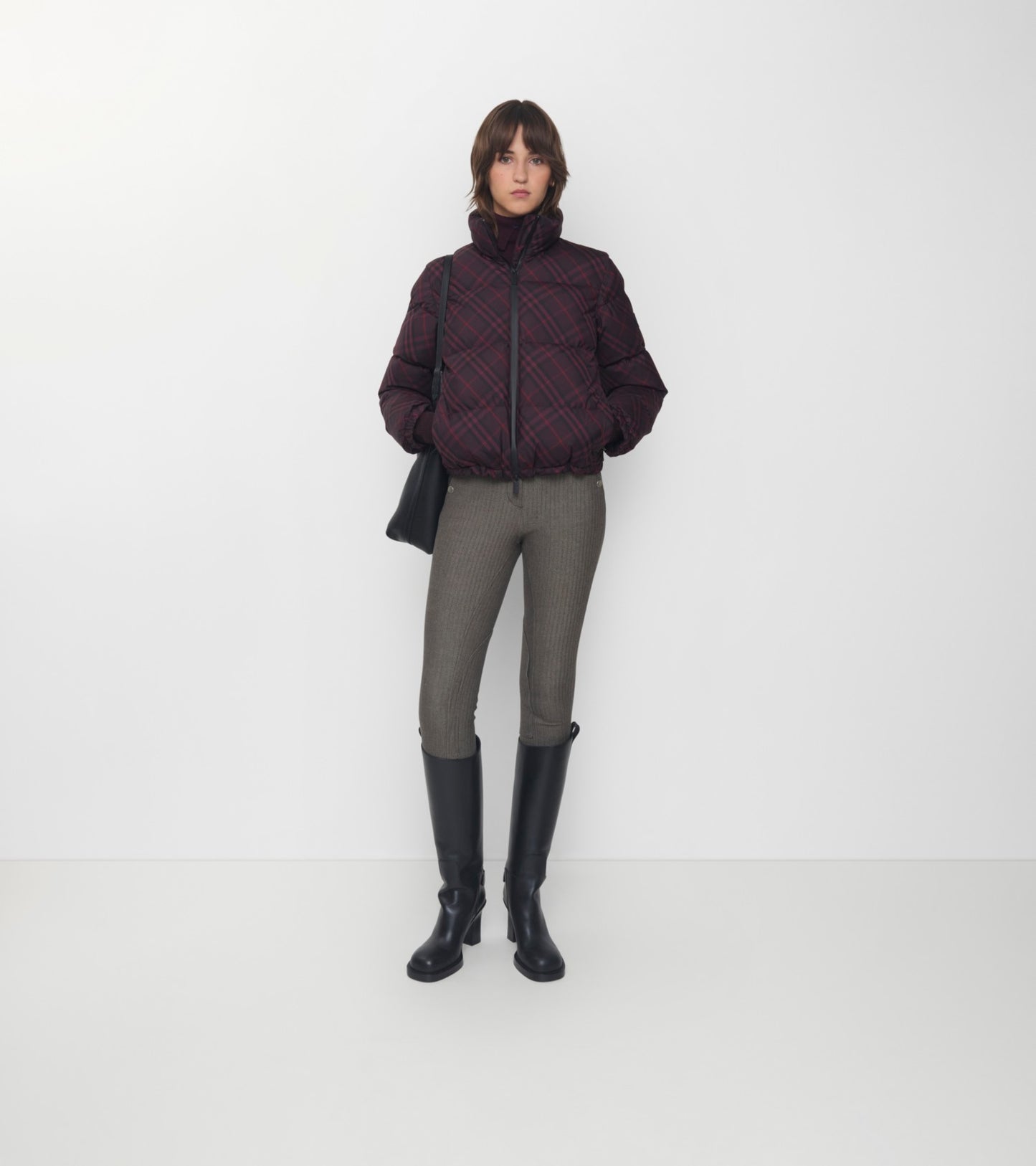 Check Ambleside Puffer Jacket in Wine red
