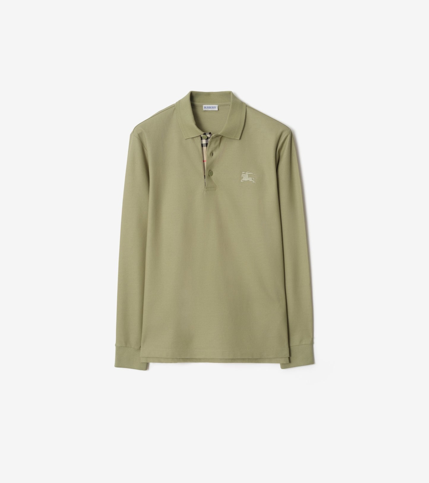 Long-sleeve Cotton Polo Shirt in Clay brown