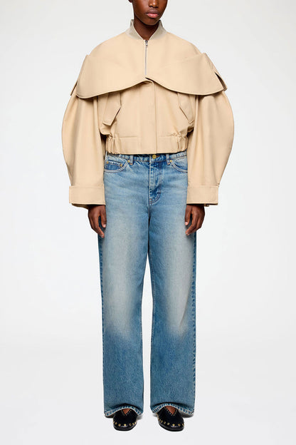 Bomber in Beige Cotton