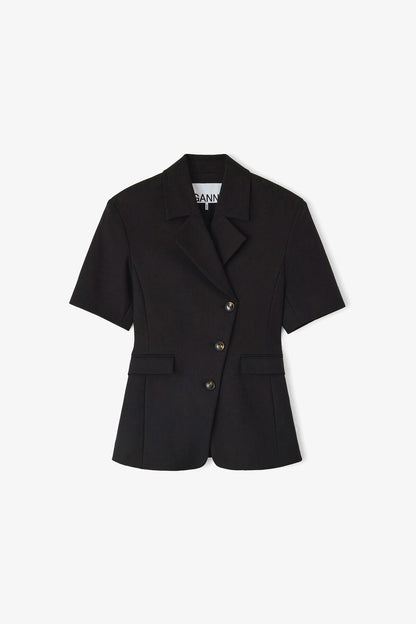 Blazer in Black Cotton Tailoring