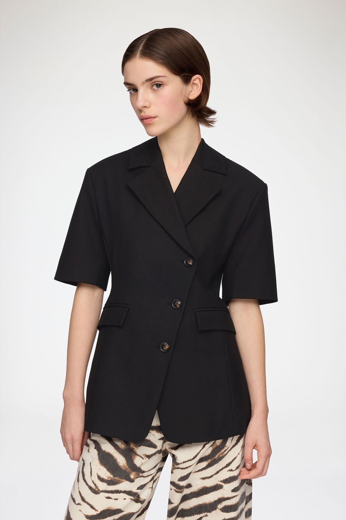 Blazer in Black Cotton Tailoring