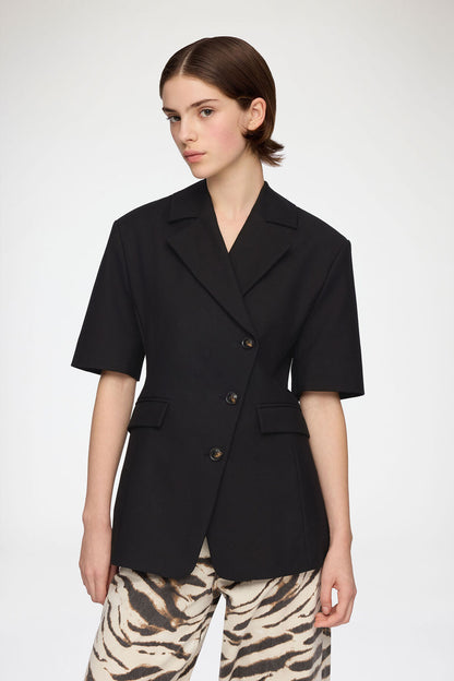 Blazer in Black Cotton Tailoring