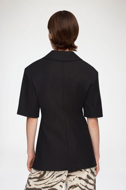 Blazer in Black Cotton Tailoring