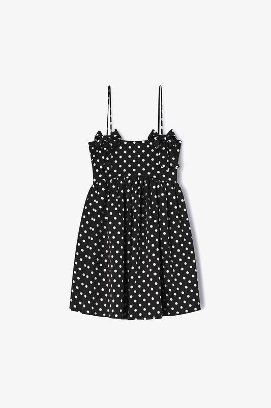 Polka-Dot Satin Mini Dress