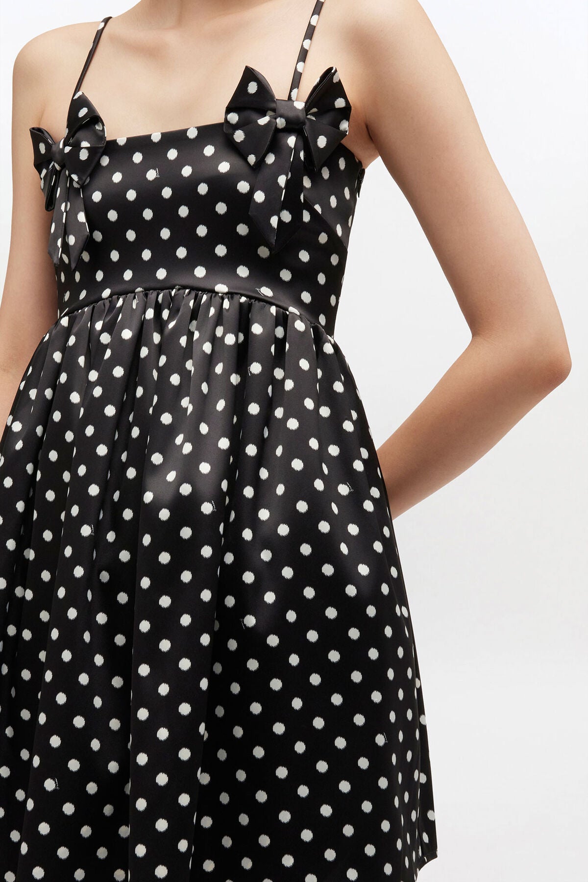 Polka-Dot Satin Mini Dress