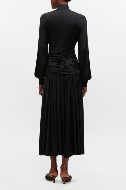 Long Dress in Black Ruched