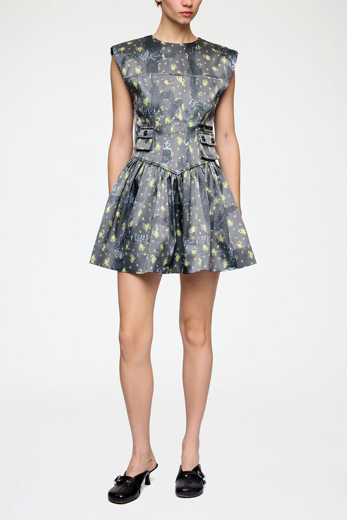 Dress in Printed Satin