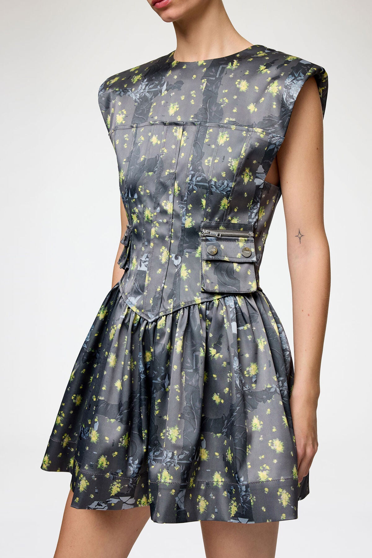 Dress in Printed Satin