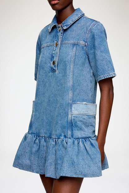 Dress in Patchwork Denim