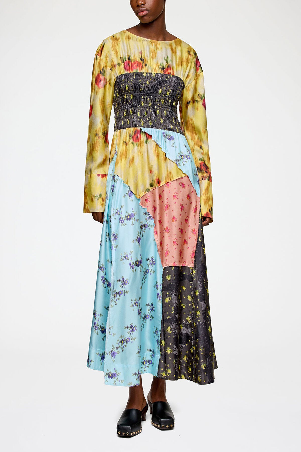 Dress in Multi Printed Silk