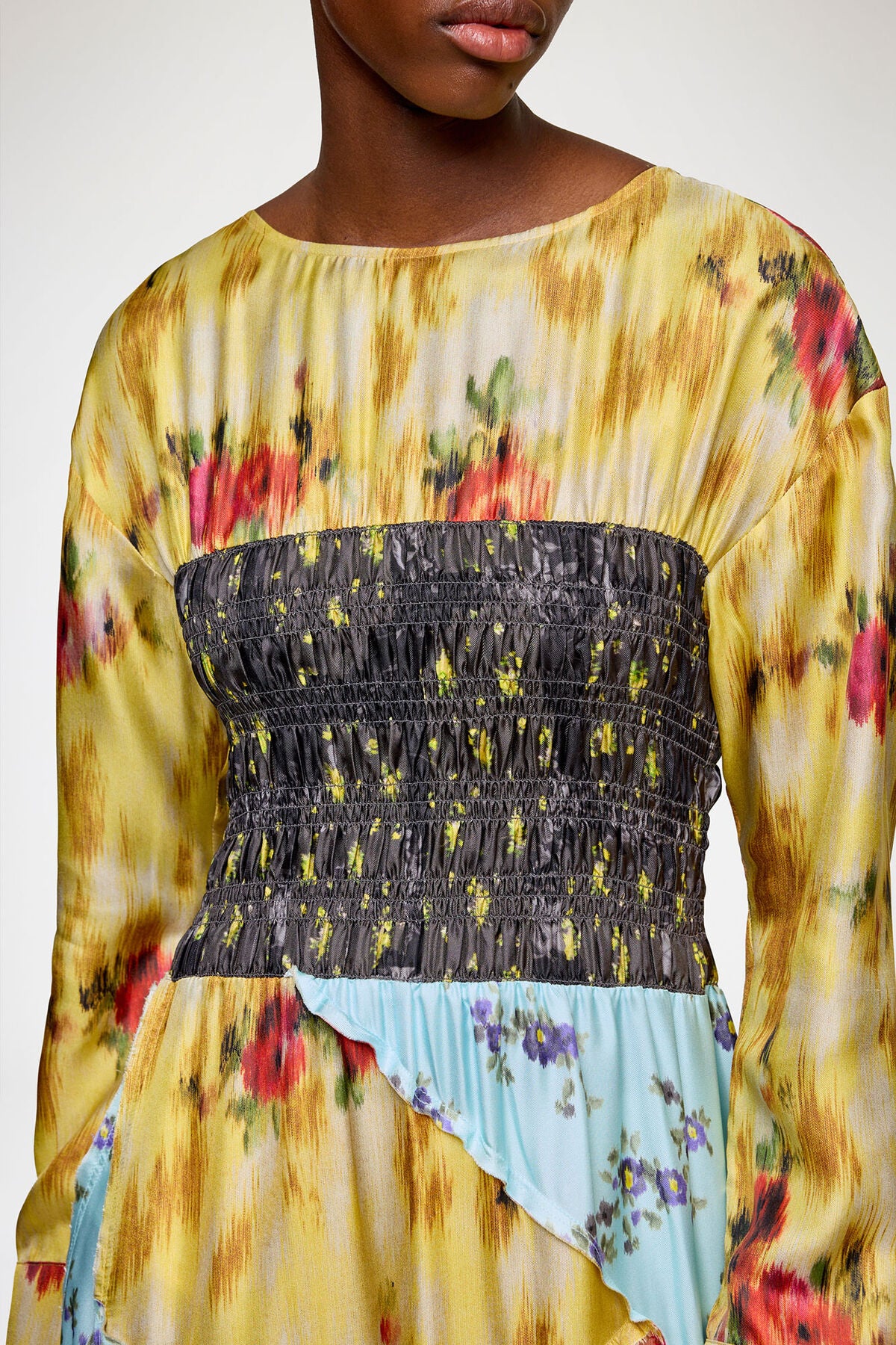 Dress in Multi Printed Silk