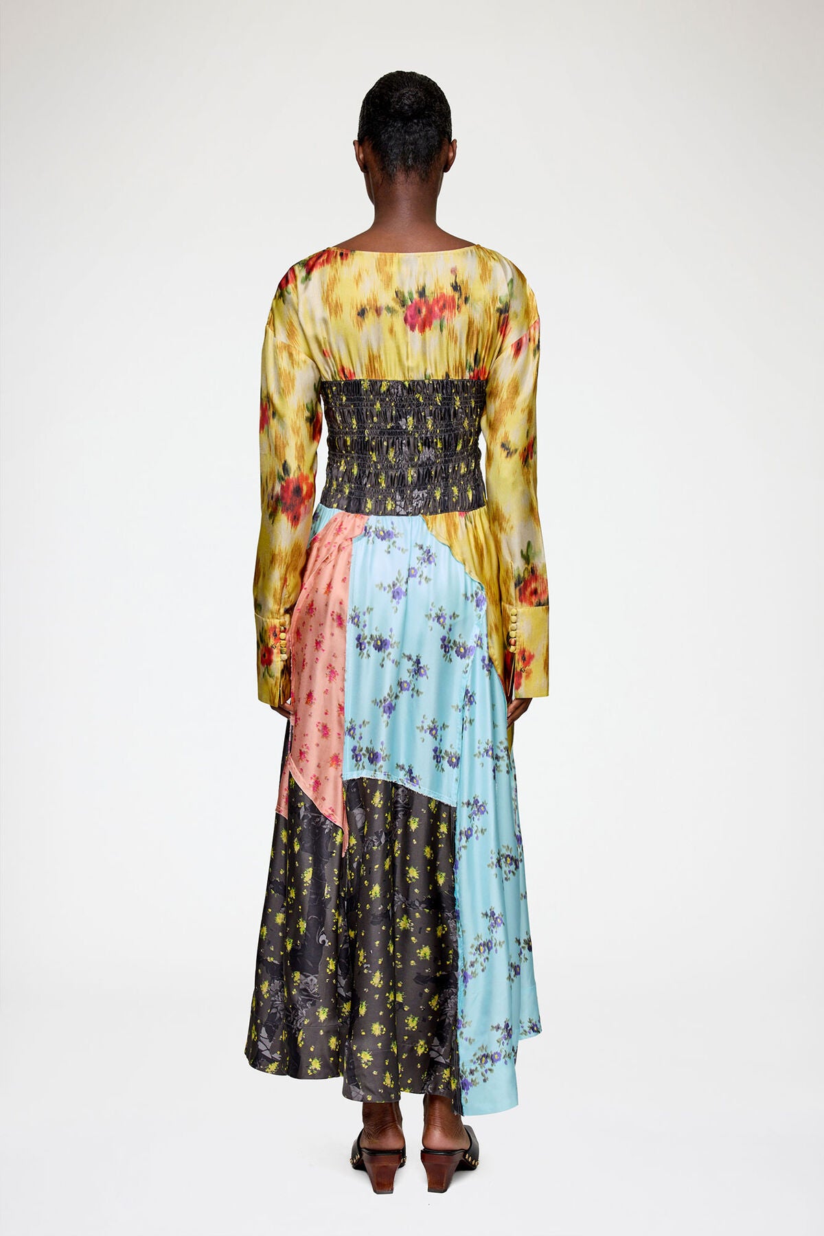 Dress in Multi Printed Silk