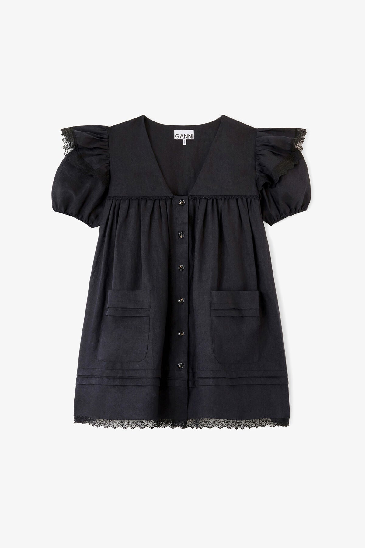 Mini Dress in Black Linen