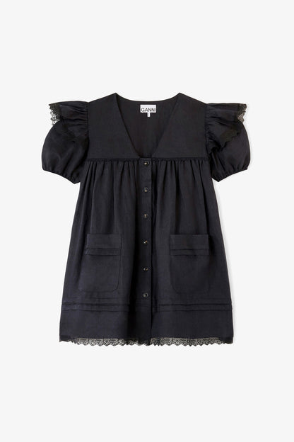 Mini Dress in Black Linen