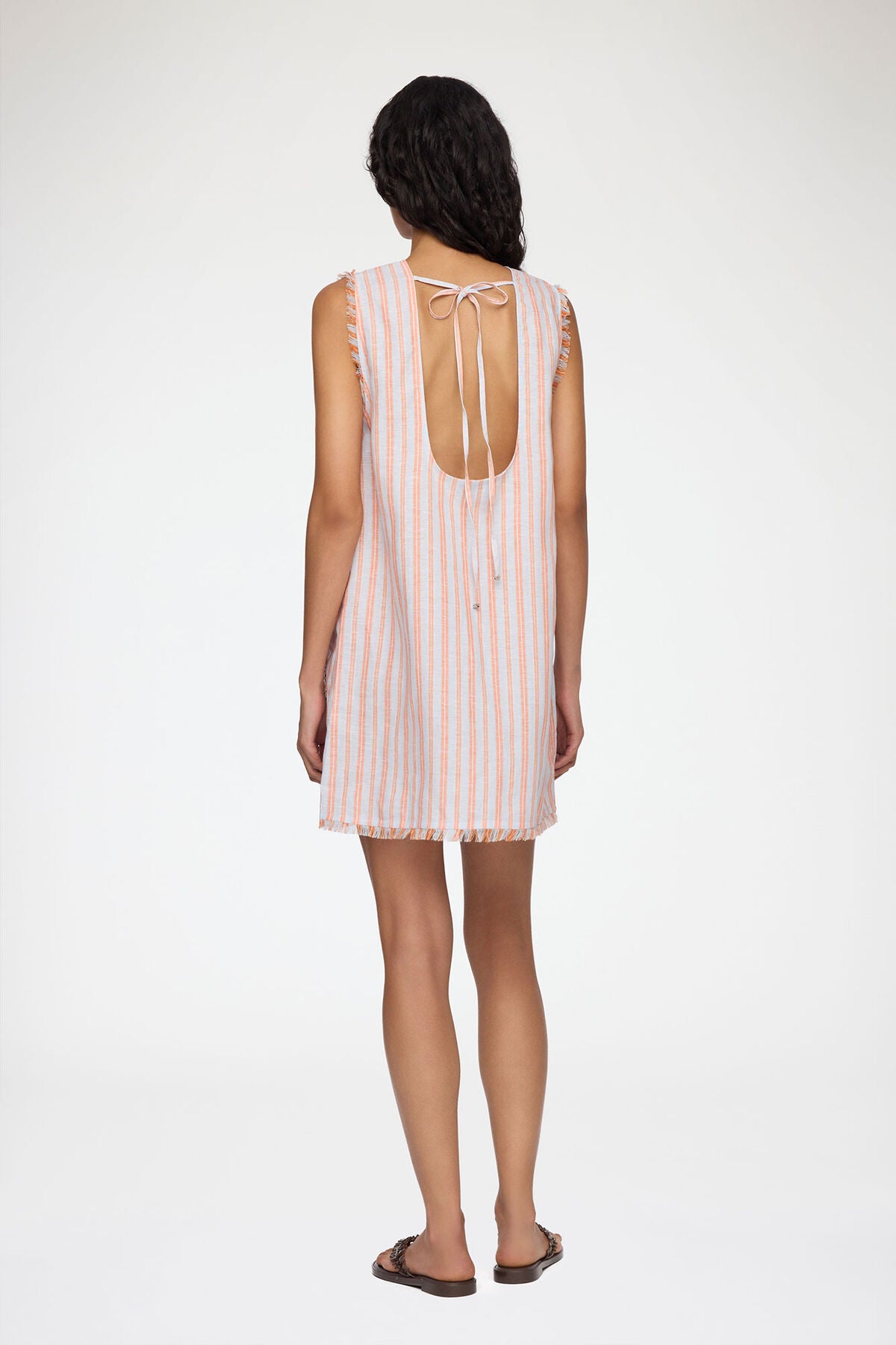 Mini Dress in Striped Linen