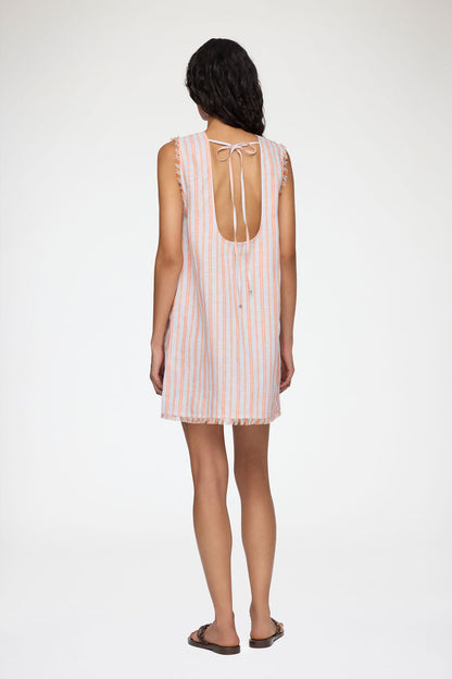 Mini Dress in Striped Linen