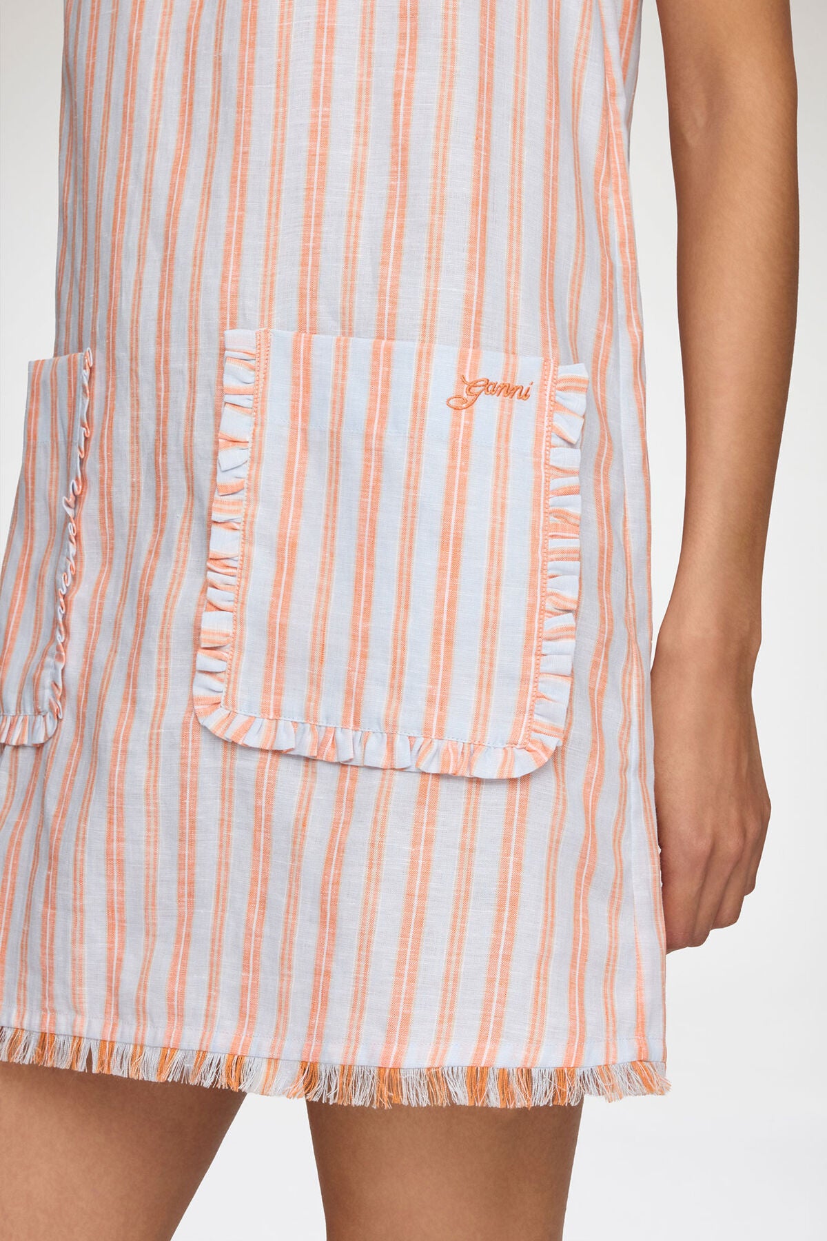 Mini Dress in Striped Linen