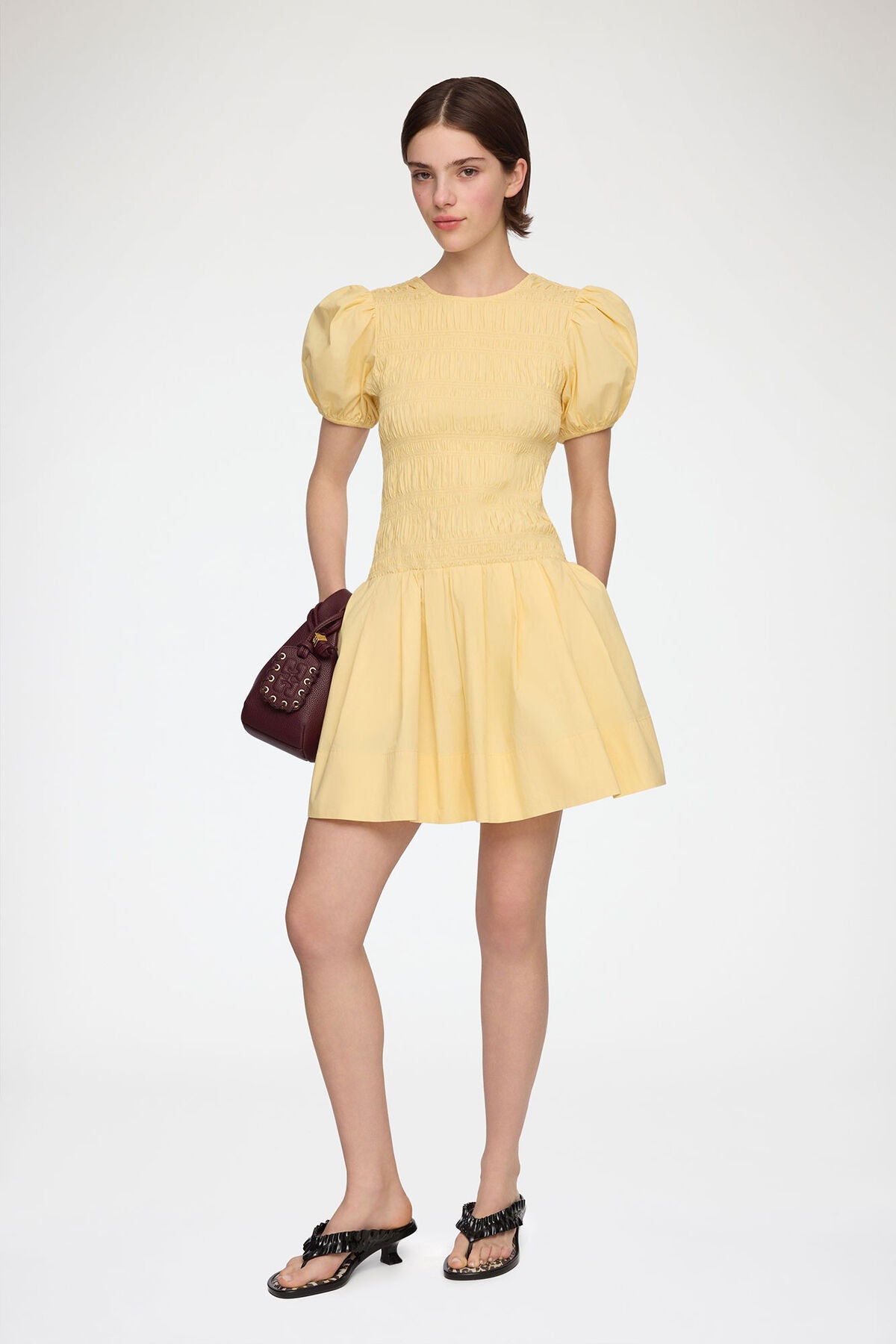 Mini Dress in Yellow Cotton