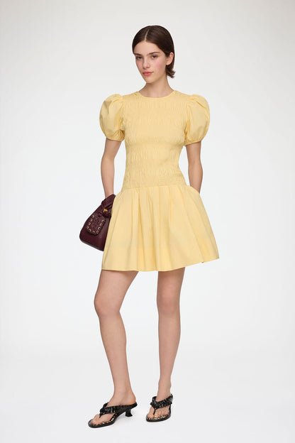 Mini Dress in Yellow Cotton