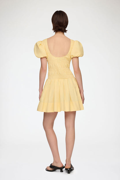 Mini Dress in Yellow Cotton