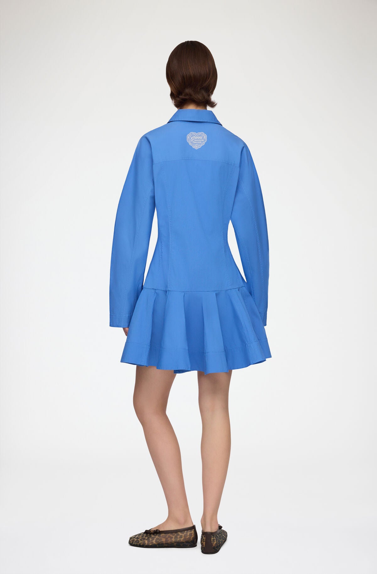 Shirt Dress in Blue Cotton