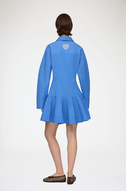 Shirt Dress in Blue Cotton