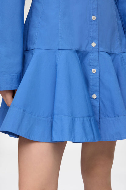 Shirt Dress in Blue Cotton