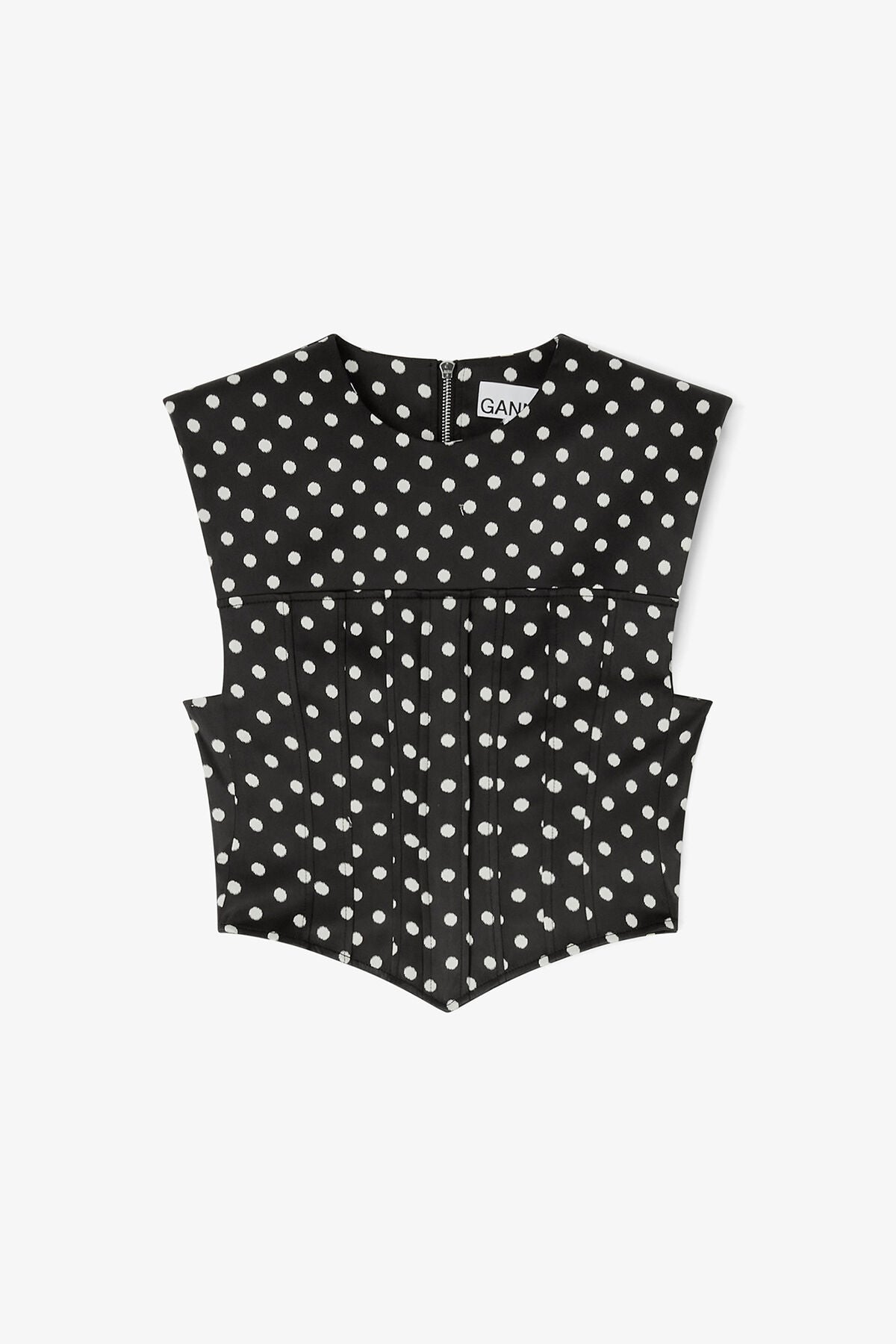 Polka-Dot Satin Corset Top