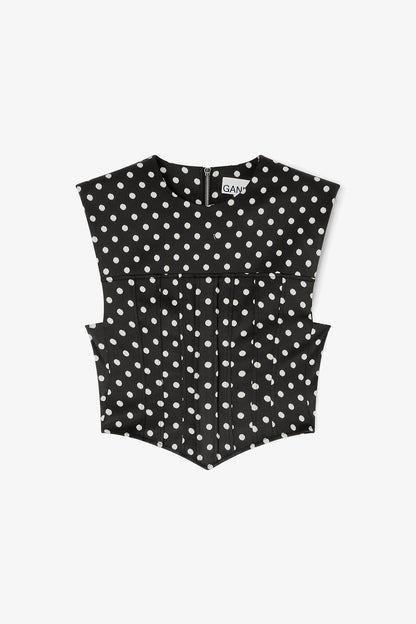 Polka-Dot Satin Corset Top