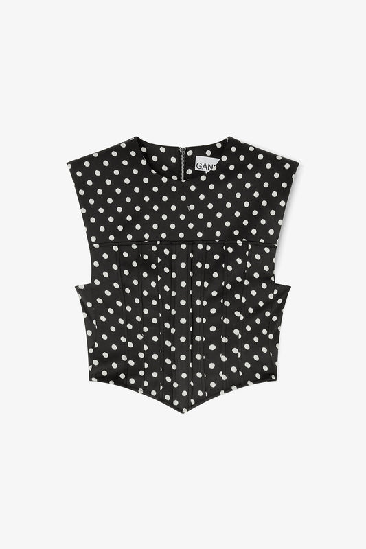 Polka-Dot Satin Corset Top