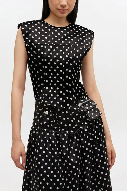 Polka-Dot Satin Corset Top