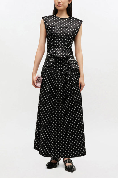 Polka-Dot Satin Corset Top