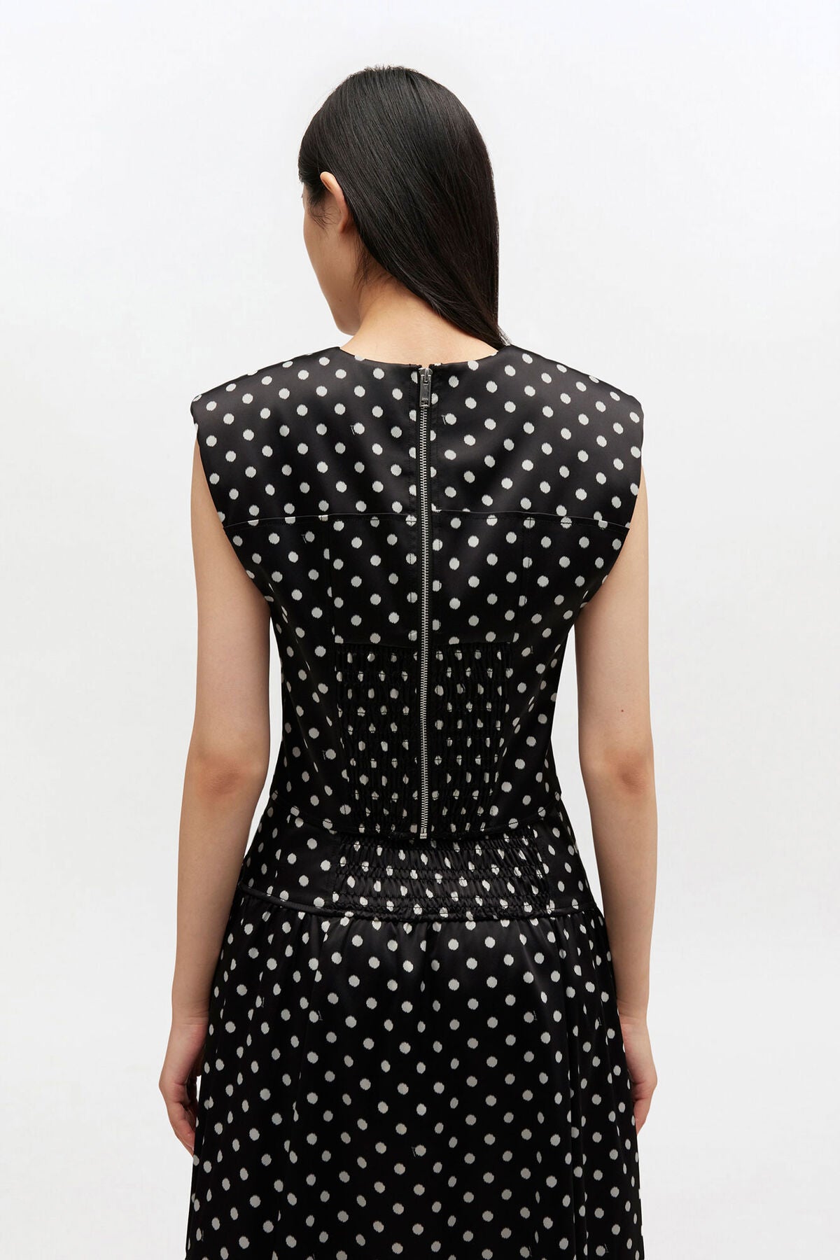 Polka-Dot Satin Corset Top